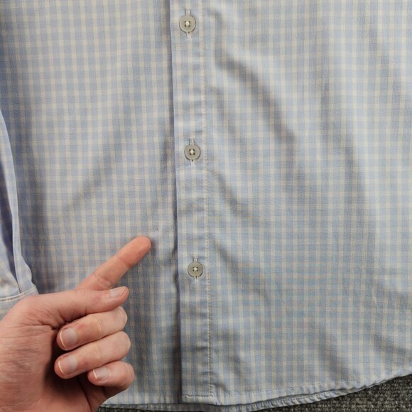 Mizzen + Main Medium Trim Fit Blue Plaid Long Sleeve Button Up Stretch USA Made - Picture 10 of 16